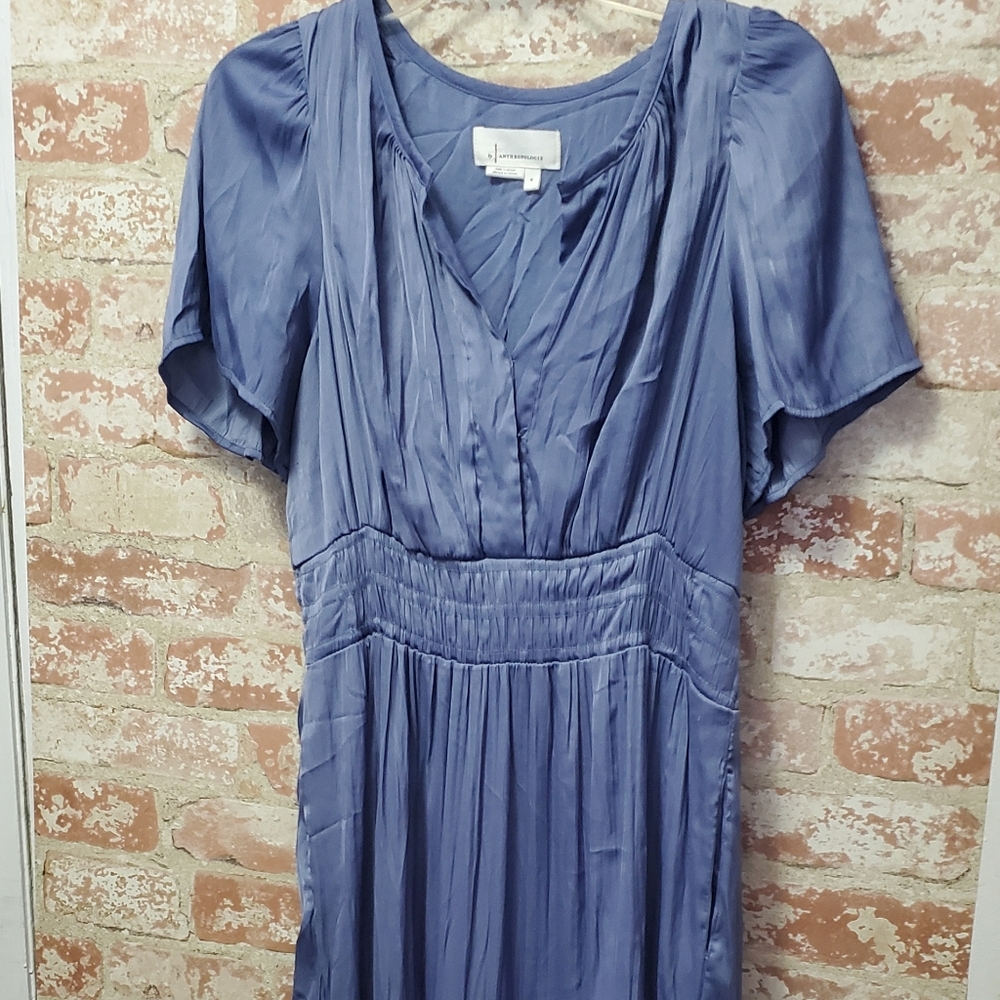 Anthropologie The Somerset Maxi Silky Dress Blue - Picture 5 of 6